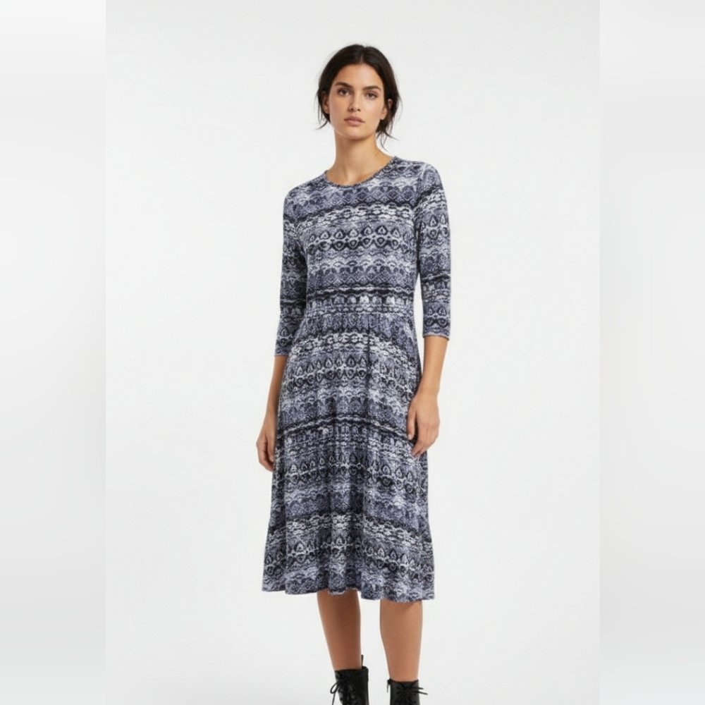 Cavalier Dress Midi Blue Grunge Boho Casual Festival S